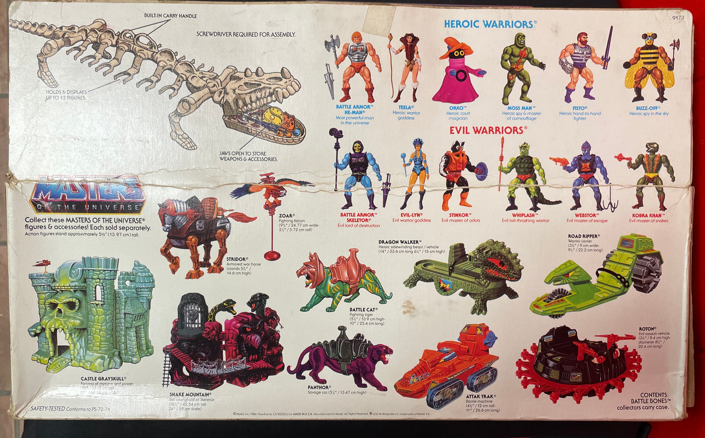 Masters of the Universe Battle Bones 1984 vintage carrying case sealed NIB