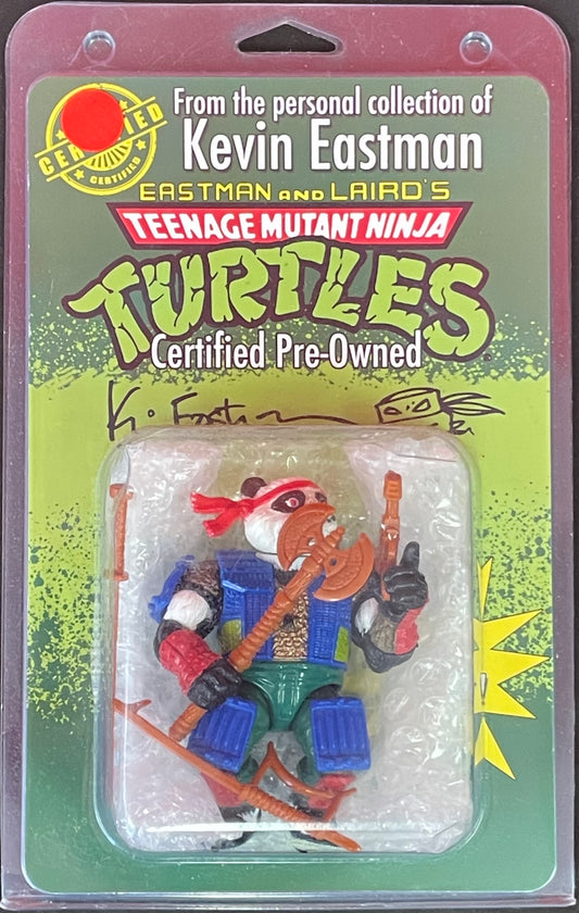 Teenage Mutant Ninja Turtles Panda Kahn vintage action figure signed by Kevin Eastman