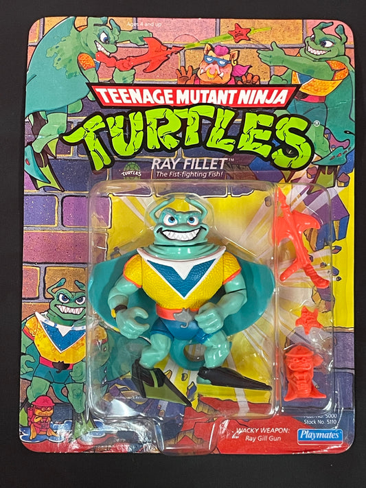 TMNT Ray Fillet 1990 MOC non color change vintage figure Unpunched