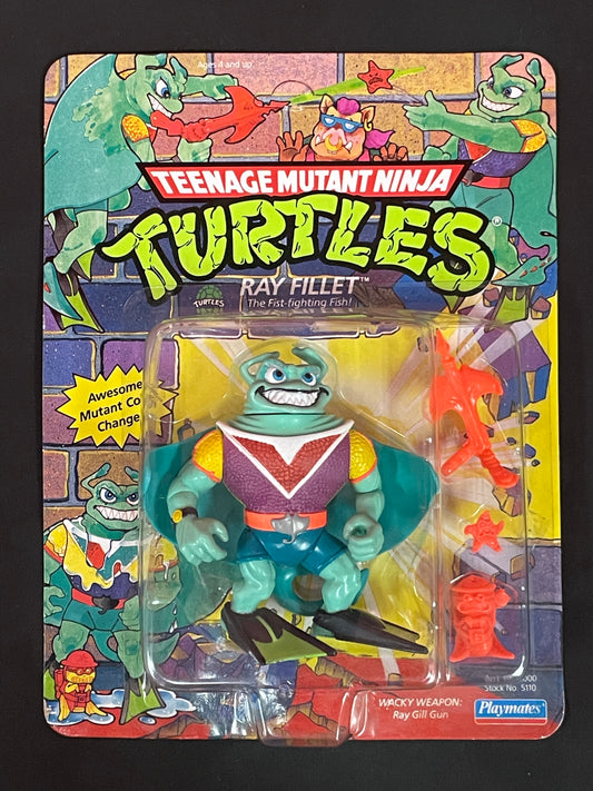 TMNT Ray Fillet 1990 color change MOC vintage figure Unpunched